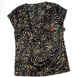 NWT Rafaela Short Sleeve Patterned Blouse, Medium